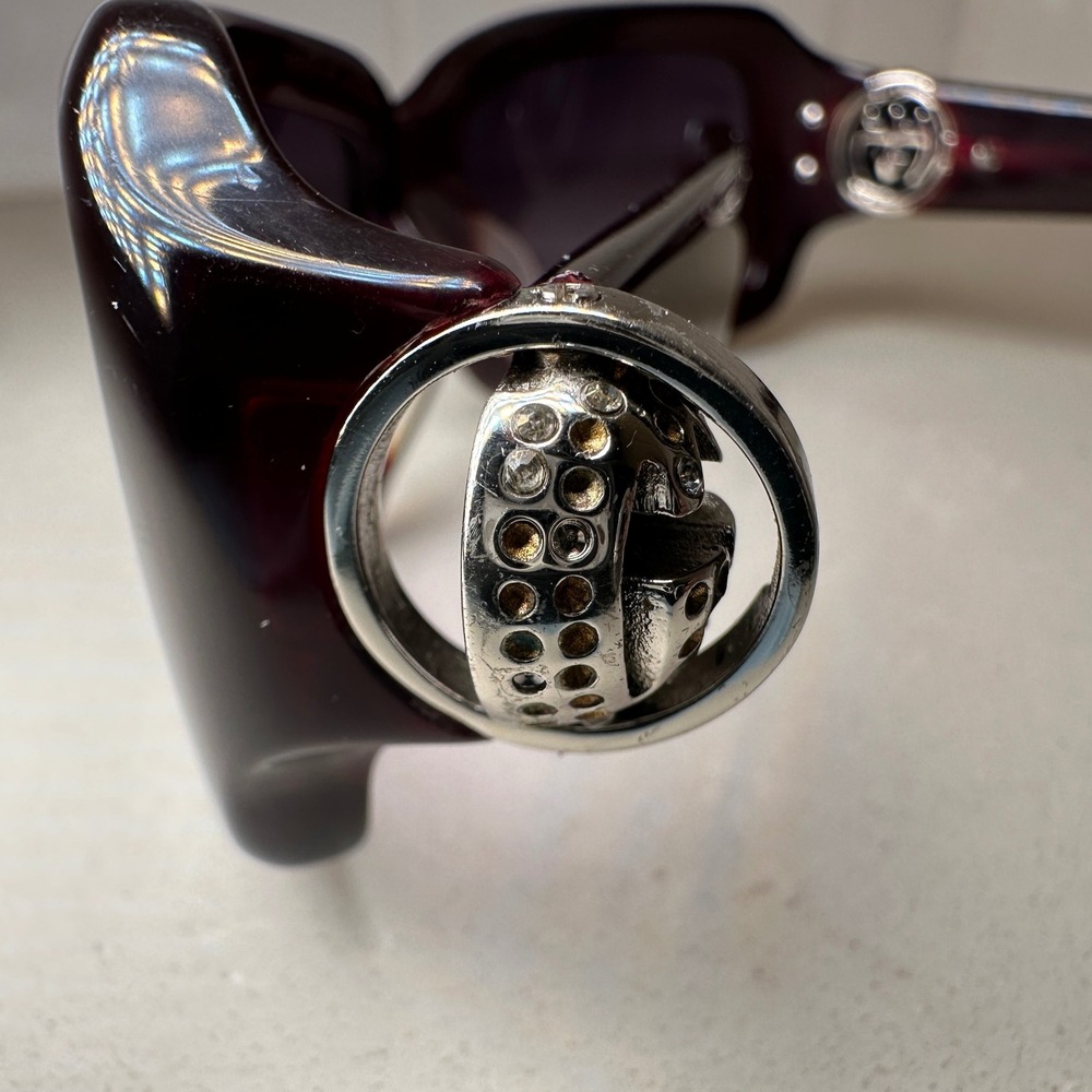 Vintage Y2K GUCCI Sunglasses Womens Burgundy Square Ball Joint Hinge Safilo - Picture 3 of 13
